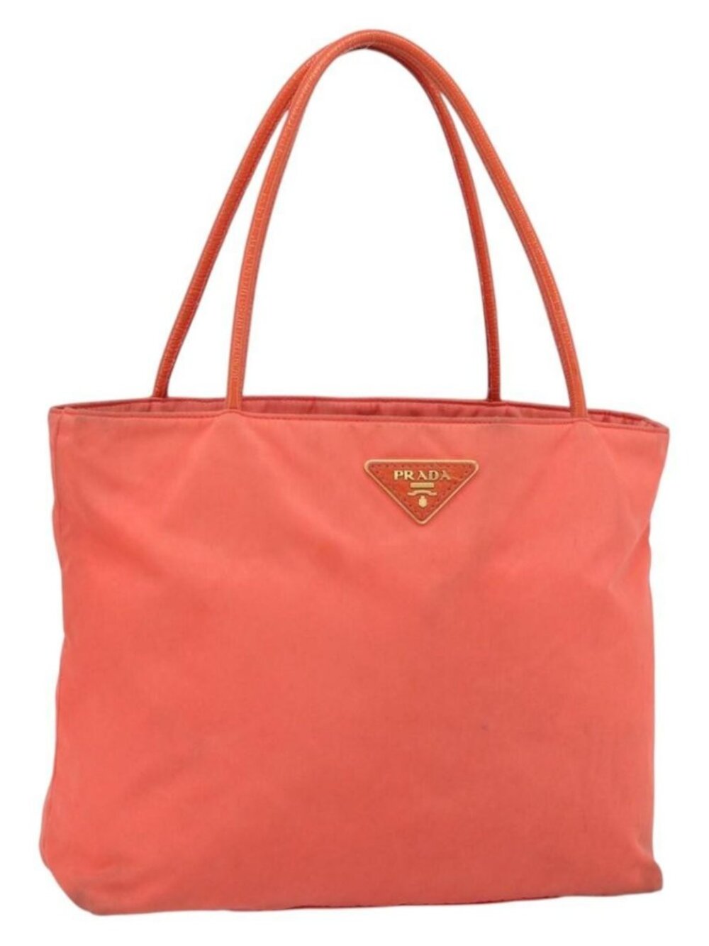 PRADA Tote Bag Nylon Orange Gold Auth 181129